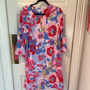 Jude Connally Floral Long Sleeve Dress - Red, Blue, Pink